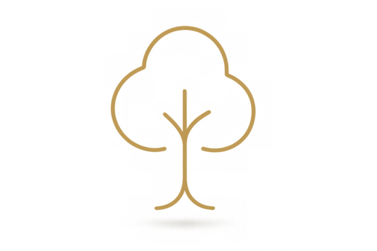 Tree line art icon representing nature, growth, environment, and ecological balance on transparent background - Powered by Adobe