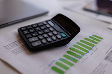 financial inspector making report, calculating or checking balance. Home finances, investment, economy, saving money or insurance concept