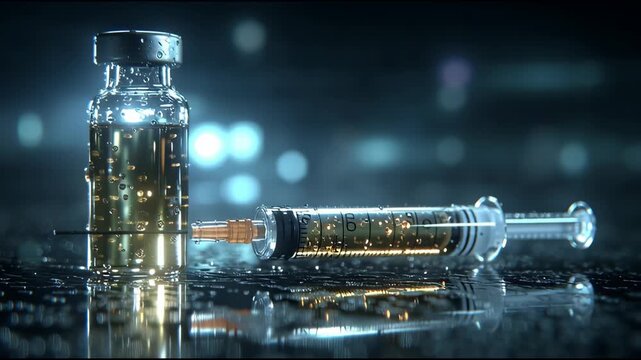Medical Marvel: A syringe and vial, glistening with precision, herald a breakthrough, offering a glimpse into the future of healthcare.