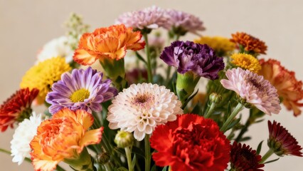 Assortment of brightly colored blossoms creates a vibrant floral arrangement