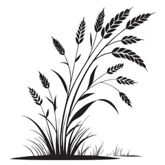 Naklejka premium Black color grass Silhouette Vector, High Quality Illustration on White Background