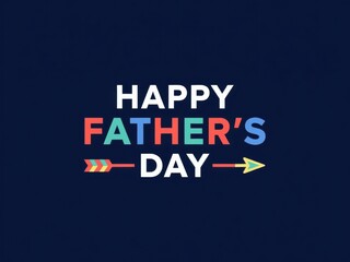 Happy fathers day text with arrow graphic on dark blue background