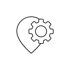 Map Pin and Gear Settings Line Icon