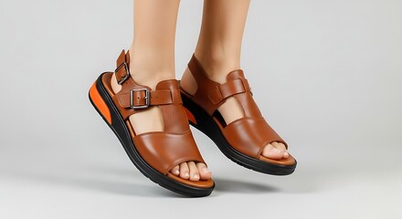 Comfortable Brown Leather Fisherman Sandals for Women