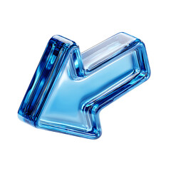 Blue glass arrow on transparent background PNG