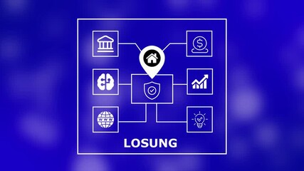 Dynamic LOSUNG Network Animation – Modern LOSUNG Project Management and Blockchain Connectivity Concept Featuring Advanced Data Flow, Connection Mapping, and Tech Visualization Design