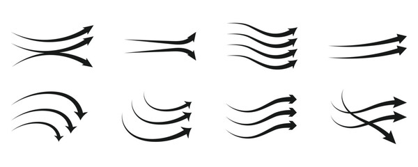 Airflow wave arrows icon set