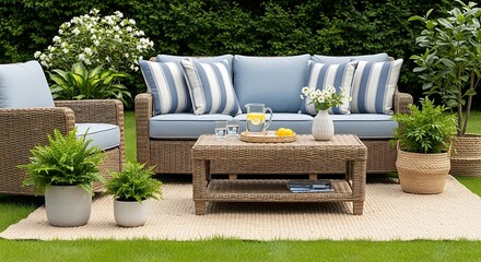 Outdoor Patio Furniture Set Comfortable Sofa, Chairs, and Coffee Table for Relaxation