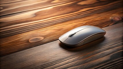 Sleek wireless computer mouse on wooden table