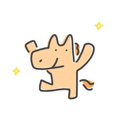 両手を上げる笑顔の馬キャラクター　万歳ポーズ・正月素材