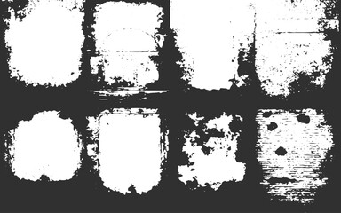 Abstract black and white graphic with splatter, squares, and diamond shape.Hand-Drawn Scribble Squares: Rustic Frames With Grungy Aesthetic. Embrace The Imperfect Charm Of These Handcrafted Square 