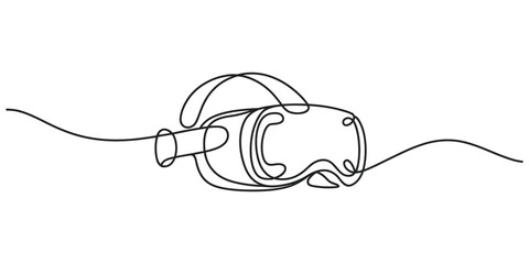 Continuous line drawing of a airtual reality headset
