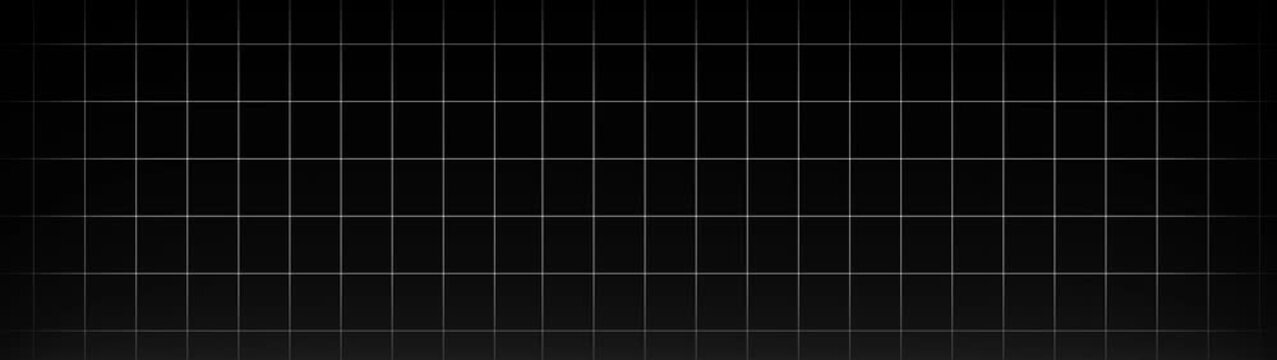 Animated grid line overlay on Black background. Animated gradient black background with grid moving upwards, White grid lines on black abstract background

