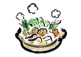 鍋物　和風筆書きイラスト