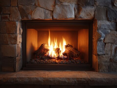 Fireplace Insert: Natural Gas Fire for Home with Warm Stone Glow
