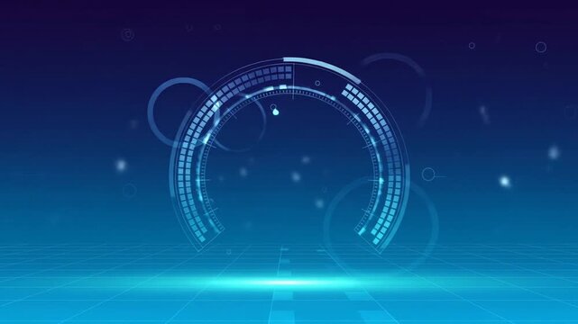 Abstract digital interface animation on blue background for technology concepts