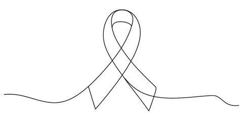 Awareness ribbon symbol, continuous line drawing