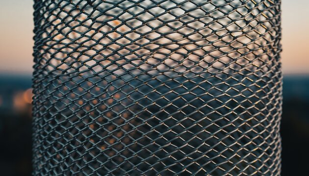 Close up of metal mesh fence detailed view of metal mesh fence highlighting interwoven pattern and protective barrier