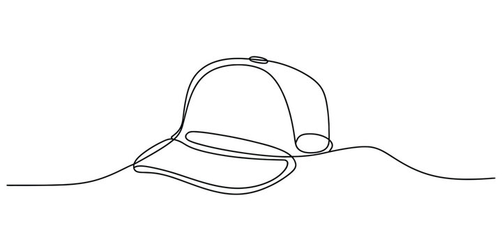Baseball cap line art, Simple continuous line drawing