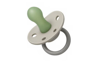 Infant pacifier in soft green and gray colors, providing comfort and relief for babies during their early development