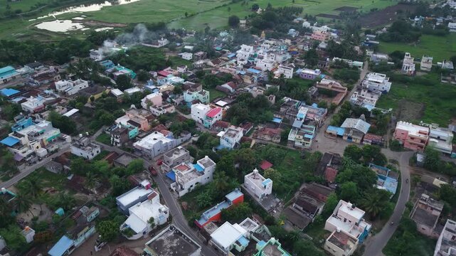 aerial view of residential district
Village Near City &ndash; Aerial Drone View of Tamil Nadu Countryside and Urban Edge, India