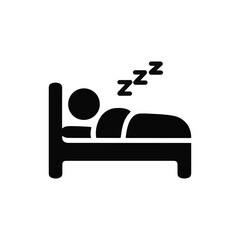 A simple vector graphic of an icon for sleeping in a bed,