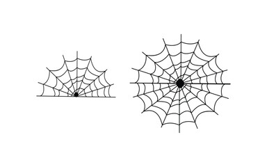 Two spiderwebs for halloween on white background