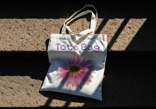 Tote Bag on Stairs Mockup Template