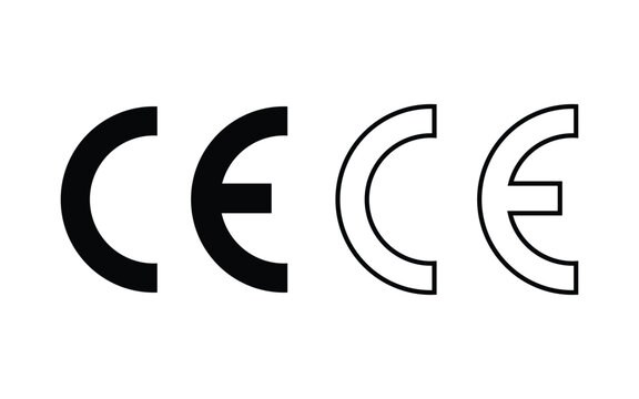 Four ce symbols in black and white illustration on white background