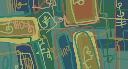 Abstract image for printing. Picture for modern interiors. The picture is painted by hand on a tablet. © neurostructure