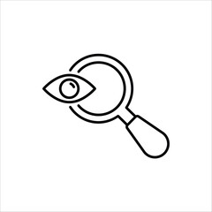 Research icon. Concept of Business analysis and engine optimization in outline style. Used for logo, emblem, and web design. Vector Illustration on white background.