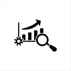 Research icon. Concept of Business analysis and engine optimization in outline style. Used for logo, emblem, and web design. Vector Illustration on white background.