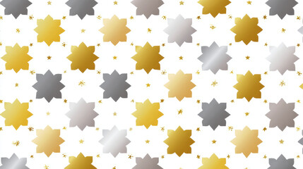 Seamless Holiday Pattern with Gold and Silver Stars