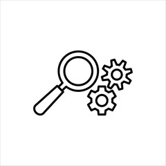 Research icon. Concept of Business analysis in outline style. Vector Illustration for logo, emblem, and web design.  Isolated on white background.