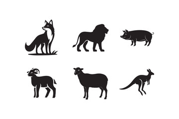 Bundle of animal icon silhouette illustration with white background. 02