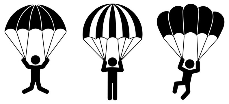 man parachute skydiving sport icon