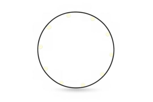 Circle frame with glowing string lights, decorative border for events, holidays, celebrations, and festive designs
