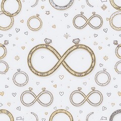 Rings or infinity symbol for commitment and long-term love vector icons illustration on white.