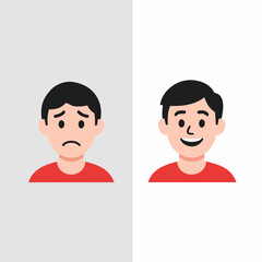 Fototapeta premium Before and After Concept with Male Avatar Showing Mood Improvement