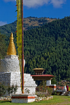 Stupas in Kurjey Monastery, Bumthang, Bhutan