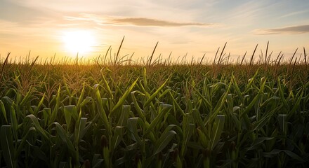 Autumn cornfield in golden light