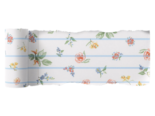 A beautiful floral piece of paper torn from a lined notebook.