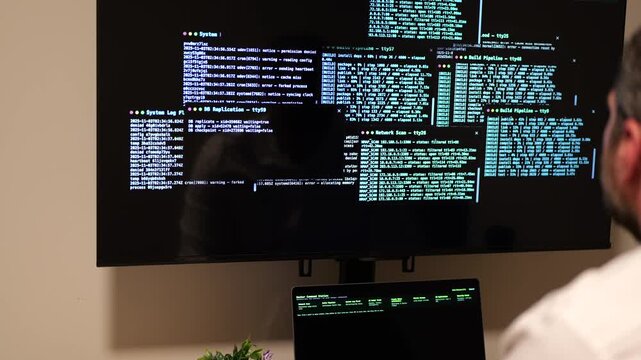 White Hat Cybersecurity Analyst Researcher Conducting Penetration Test for Corporate Networks - Concept