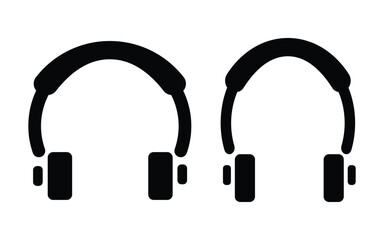 Pair of black silhouette headphones with adjustable headband and earcups isolated on white background