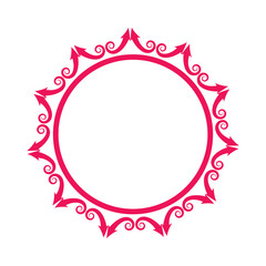 Pink arrow swirl circular frame with ornate flourishes vector