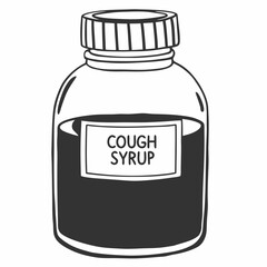 Cough syrup bottle, handdrawn illustration