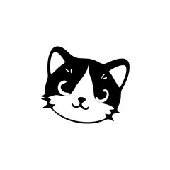 Cute cartoon black cat faces  illustration