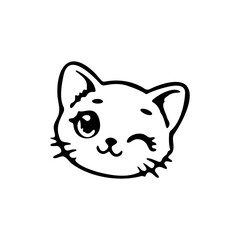Cute  illustration with cartoon cat faces smiling