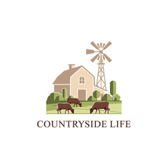 Peaceful Countryside Farm Life Logo
