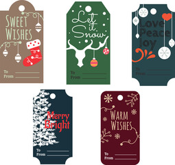 Minimalist christmas gift tag vector